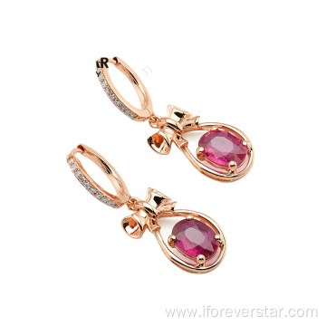 jewelry Style 18K gold diamond oval shape earring